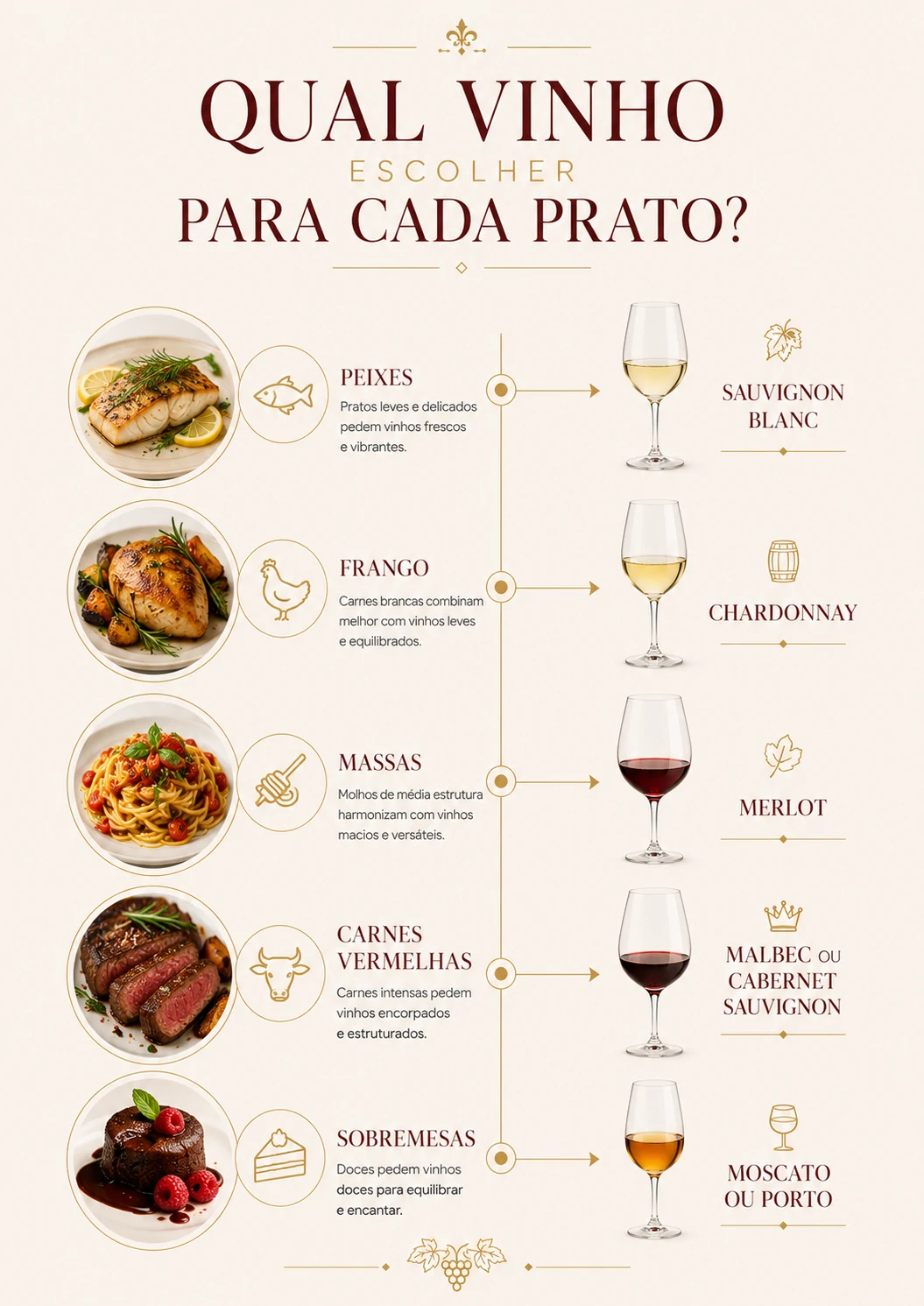 Infográfico real do ebook sobre qual vinho escolher para cada prato